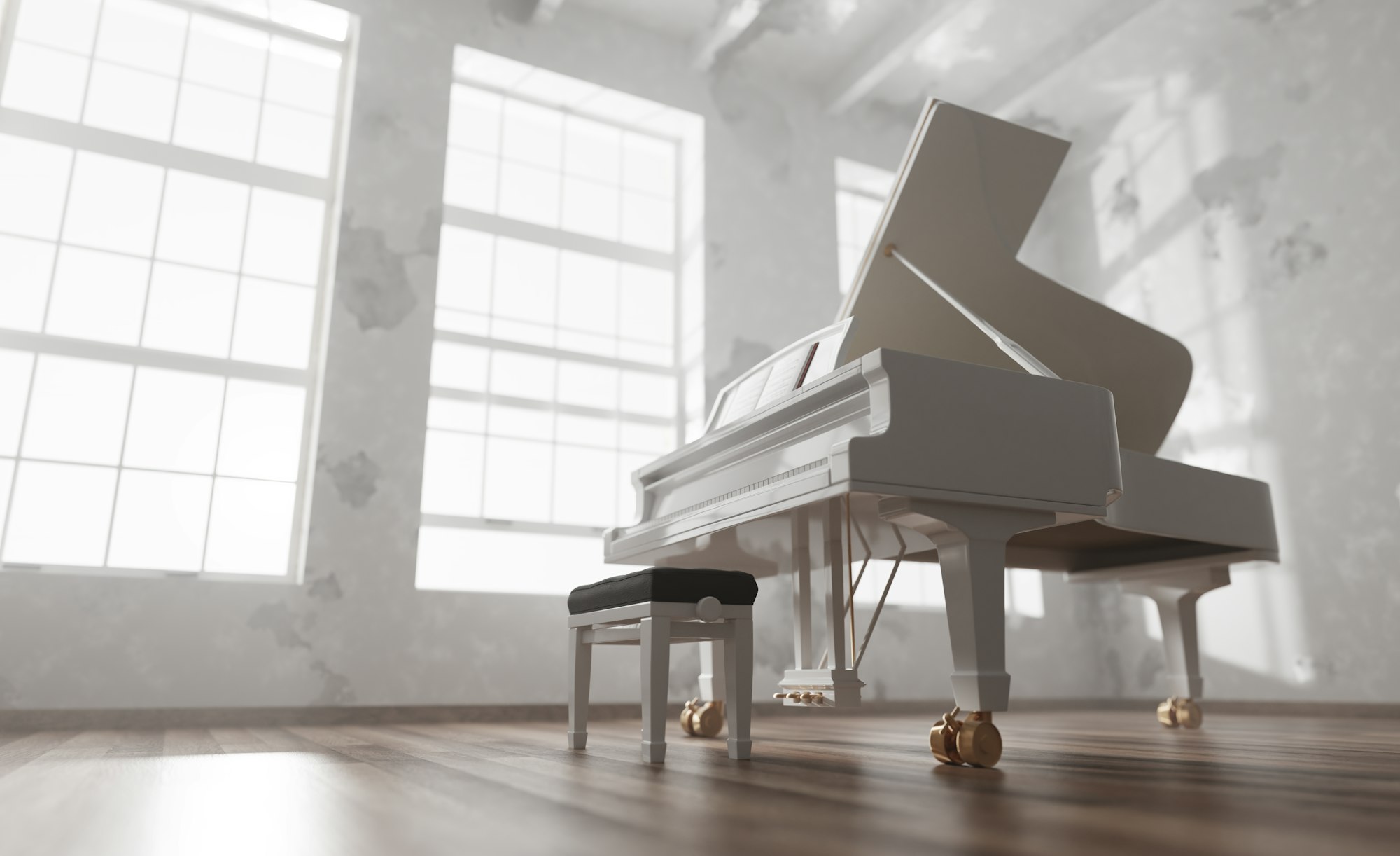 Classic grand piano in classical style room interior